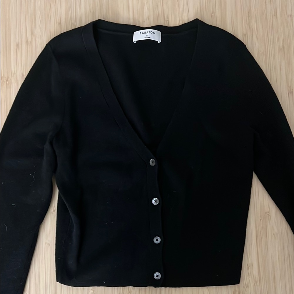 Babaton Black V-Neck Cardigan Sweater